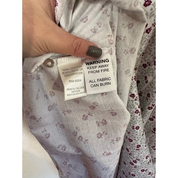Eileen West 100% Cotton Flannel Nightgown long sleeve ditsy floral pattern XL - Picture 7 of 8